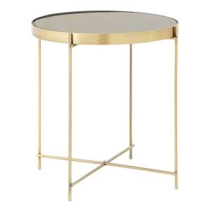 Alluras Low Side Table In Bronze With Black Mirror Top  