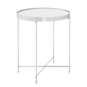 Alluras Low Side Table In Silver With Mirrored Top   