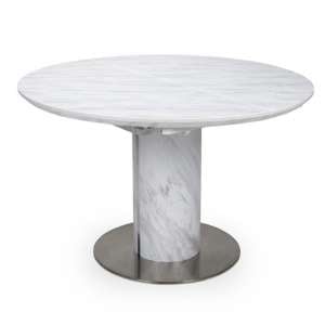 Allora Round Extending Dining Table In White Marble Effect