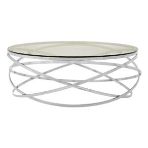 Alluras Round Coffee Table With Silver Swirl Base    