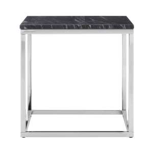 Alluras Square End Table With Black And White Marble Top  