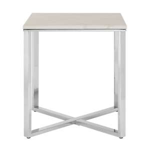 Alluras Square End Table With White Faux Marble Top   