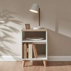 Aldeburgh Wooden Lamp Table In White And Oak
