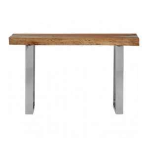 Almory Wooden Console Table In Natural And Silver