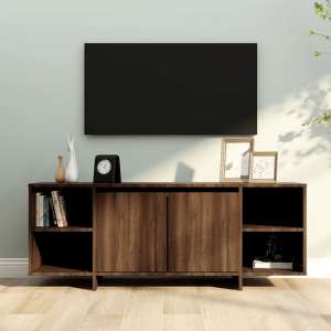 Aloha Wooden TV Stand With 2 Doors In Brown Oak