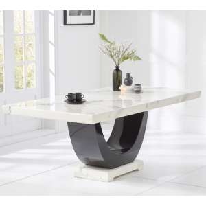 Aloya 170cm High Gloss Marble Dining Table In White And Black