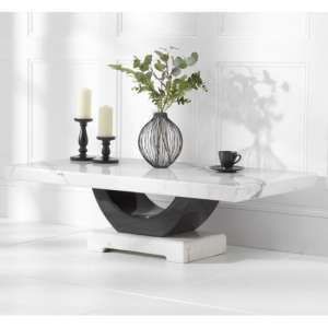 Aloya High Gloss Marble Coffee Table In White And Black