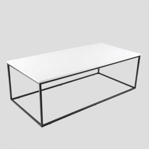 Alpen Coffee Table In White High Gloss With Black Metal Frame