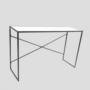 Alpen Console Table In White High Gloss With Black Metal Frame