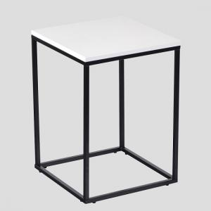 Alpen Side Table In White High Gloss With Black Metal Frame