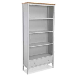 Hematic Wooden Large Bookcase In Solid Oak And Grey