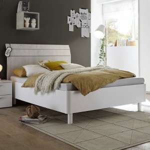 Altair Fabric Small Double Bed In Matt White And Grey