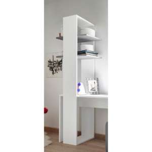 Altair Wooden Bookcase In Matt White With 2 Grey Shelves