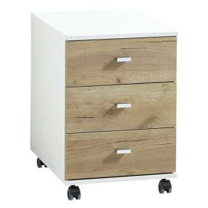 Brenta Rolling Container With Drawers In White And Navarra Oak