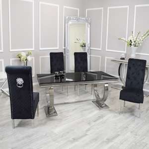 Alto Black Glass Dining Table With 8 Elmira Black Chairs