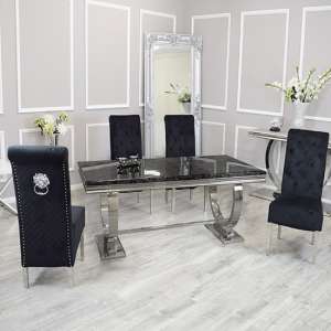 Alto Black Marble Dining Table With 6 Elmira Black Chairs