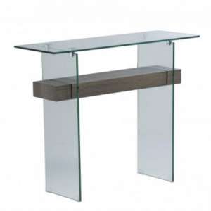 Altoz Glass Console Table In Grey Oak