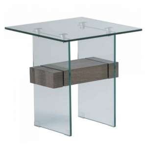 Altoz Glass End Table In Grey Oak