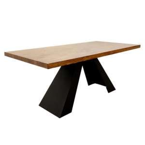 Alto Solid Wood Dining Table In Oak With Matt Black Metal Base