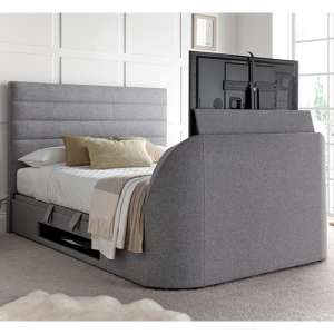 Alton Ottoman Marbella Fabric Double TV Bed In Grey