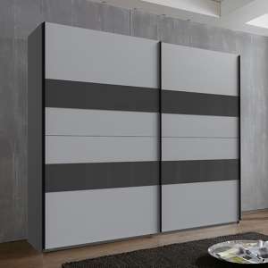 Alton Sliding Door Wooden Wardrobe In Graphite And Light Grey