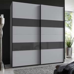 Altona Sliding Door Wide Wardrobe In Graphite And Light Grey