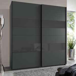 Altona Sliding Door Wide Wooden Wardrobe In Graphite