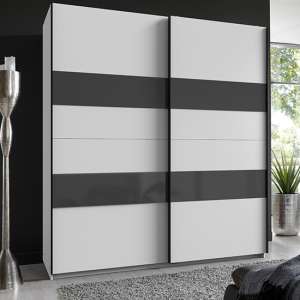 Altona Sliding Door Wide Wooden Wardrobe In White And Grey