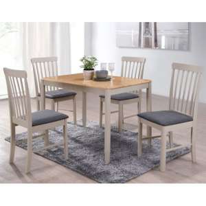 Altona Wooden Dining Set In Oak And Stone Grey With 4 Chairs