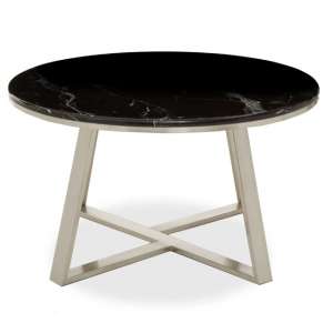 Alvara Black Marble Top Coffee Table With Silver Metal Base