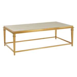 Alvara White Marble Top Coffee Table With Gold Frame