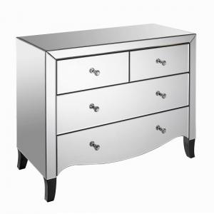 Valentica Mirrored Wide Chest of Drawers With 5 Drawers