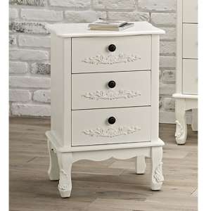 Alveley Wooden Bedside Cabinet With 3 Drawers In White