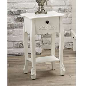 Alveley Wooden Bedside Table With 1 Drawer In White