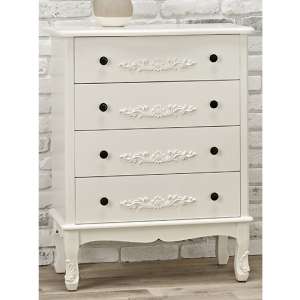 Alveley Wooden Chest Of 4 Drawers In White
