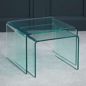 Alvescot Contemporary Glass Nest Of 2 Tables In Clear