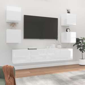 Alyson High Gloss Living Room Furniture Set In White