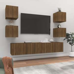 Alyson Wooden Living Room Furniture Set In Brown Oak