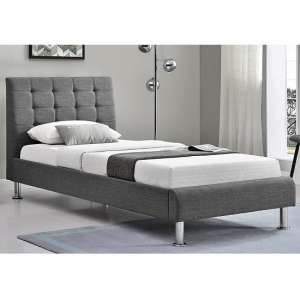 Alyssa Fabric Single Bed In Charcoal With Chrome Legs