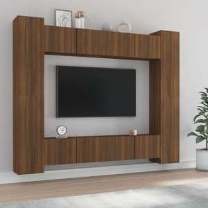 Alytzia Wooden Living Room Furniture Set In Brown Oak
