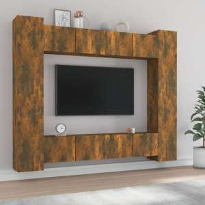 Alytzia Wooden Living Room Furniture Set In Smoked Oak