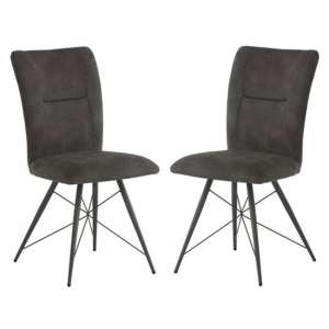 Amalki Grey Fabric Dining Chair In A Pair