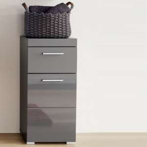 Amanda Bathroom Storage Cabinet In Grey And High Gloss Fronts