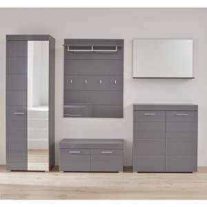 Amanda Hallway Furniture Set In Grey High Gloss
