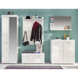 Amanda Hallway Furniture Set In White Gloss With Bench