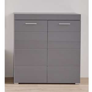 Amanda Shoe Storage Cabinet In Grey High Gloss