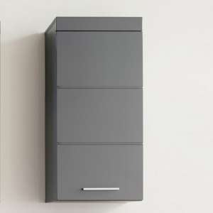 Amanda Wall Mounted Storage Cabinet In Grey And High Gloss Front