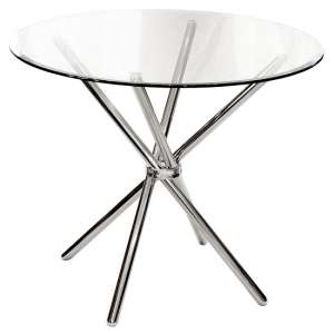 Amata Round Glass Dining Table With Chrome Base