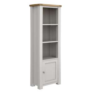 Amberly Tall Wooden Bookcase In Grey With 2 Doors And 2 Shelves