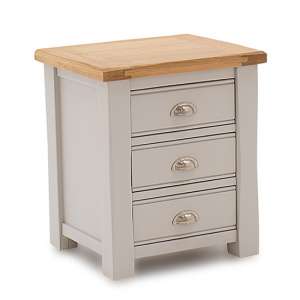 Amberly Wooden Bedside Cabinet In Grey With 3 Drawers